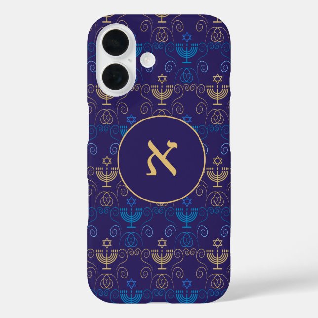 Hebrew Monogram Hanukkah Personalised Hanukkiah Case-Mate iPhone Case (Back)