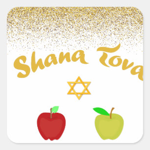 Hebrew Shana Tova Star David Square Sticker