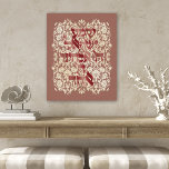Hebrew Shema Cream Damask Dusty Clay Pink Rose Faux Canvas Print<br><div class="desc">The Shema prayer in Hebrew on creamy damask and dusty pink background. "Hear,  o Israel,  the Lord our God,  the Lord is One."</div>