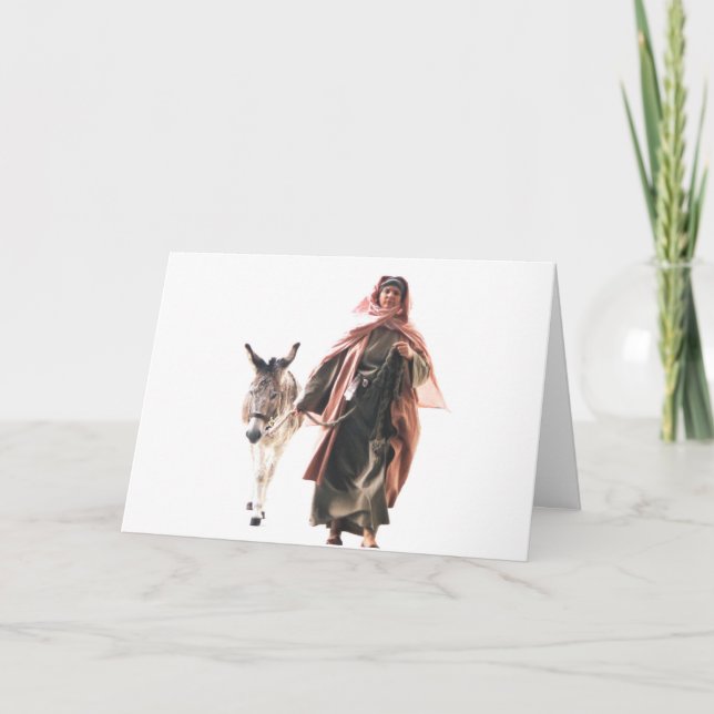 Hebrew woman with Donkey - The Jerusalem Entry Holiday Card (Front)