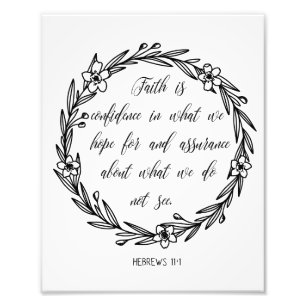 Hebrews 11:1, Bible verse wall art, Faith Photo Print