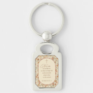 Hebrews 11:1 Faith Scripture   Vintage Floral Key Ring