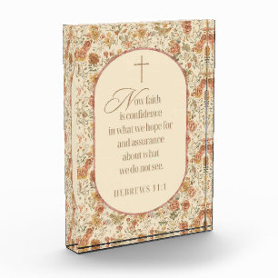 Hebrews 11:1 Faith Scripture   Vintage Floral Photo Block