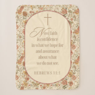 Hebrews 11:1 Faith Scripture Vintage Floral Sherpa Blanket