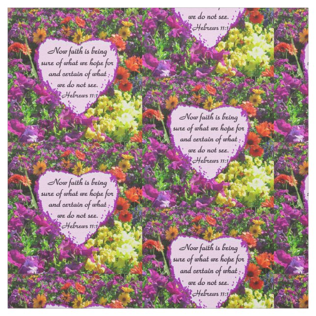 HEBREWS 11:1 FLORAL DESIGN FABRIC (Swatch)