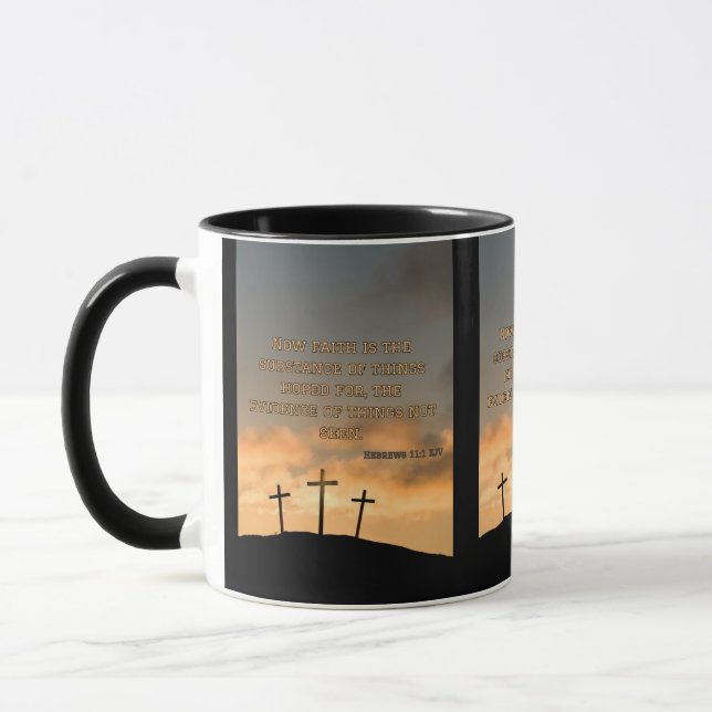 Hebrews 11:1 KJV Bible Verse Pic Two-Tone Mug (Left)