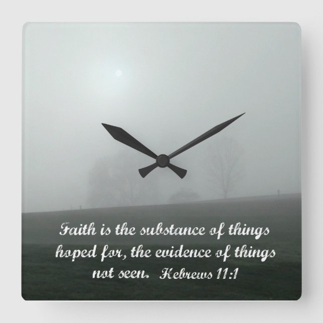 Hebrews 11:1 square wall clock (Front)