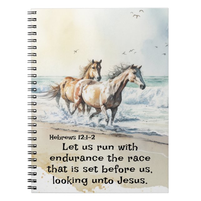 Hebrews 12 1-2 Let us Run with Endurance Bible Notebook (Front)