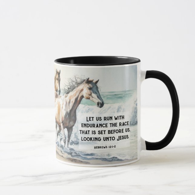 Hebrews 12 1-2 Run with Endurance Bible Horse Mug (Right)