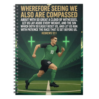 Hebrews 12:1 KJV Football Runner  Notebook