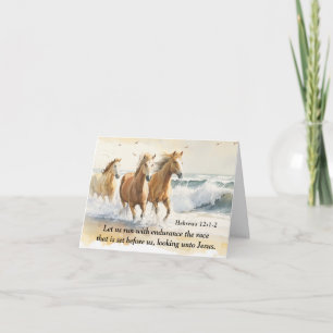 Hebrews 12:1 Let us Run with Endurance Bible Horse Card