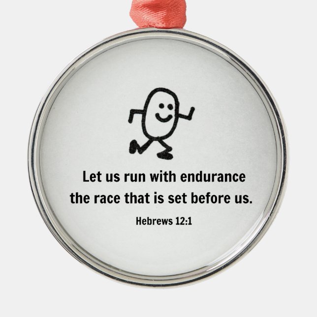 Hebrews 12:1 Let us run with endurance... Metal Tree Decoration (Front)