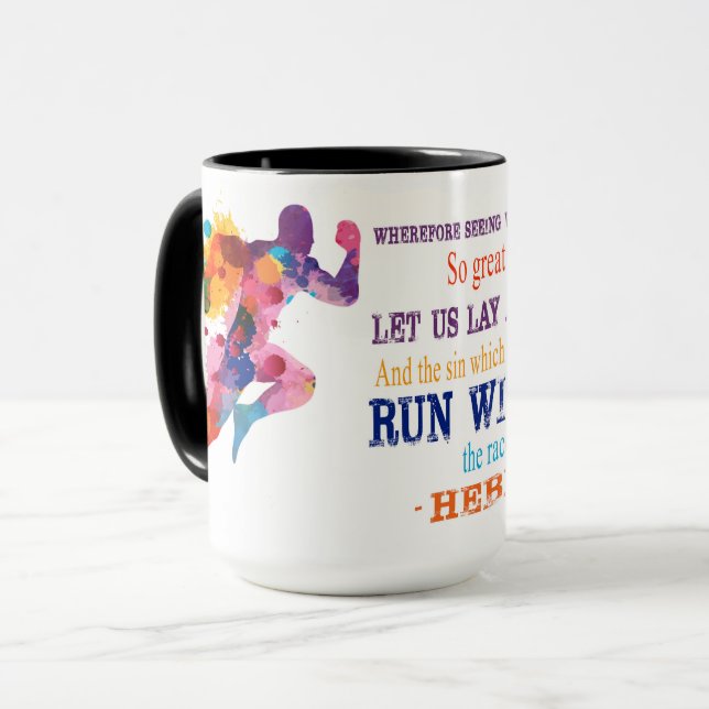 Hebrews 12:1 "Run the Race" Mug (Front Left)