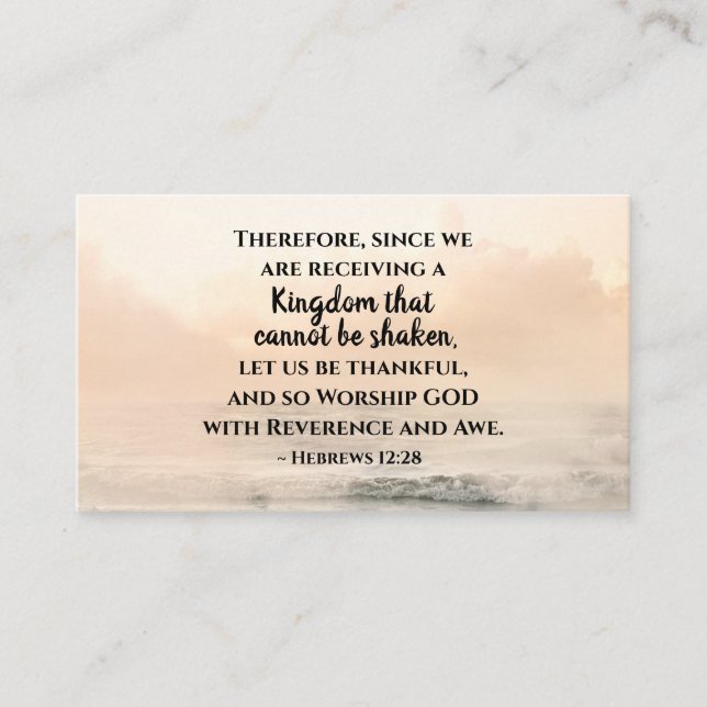 Hebrews 12:28 A Kingdom that Cannot be Shaken Business Card (Front)