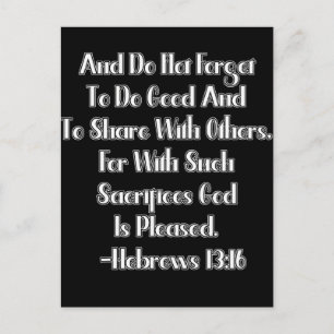 Hebrews 13:16 Bible Verse Postcard