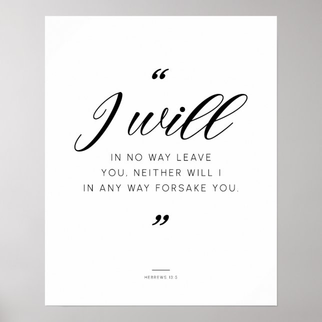 Hebrews 13:5 Bible verse against fear and anxiety Poster (Front)