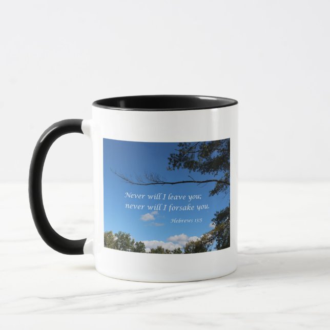 Hebrews 13:5 Never will I leave you Mug (Left)