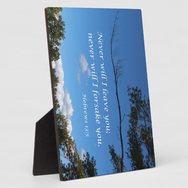 Hebrews 13:5 Never will I leave you Plaque (Side)