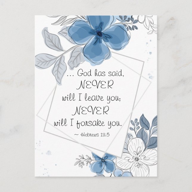 Hebrews 13:5 NEVER will I Leave You Postcard (Front)