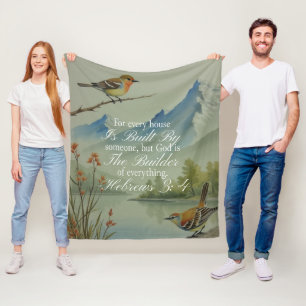 Hebrews 3:4 God the Builder Scripture Christian Fleece Blanket