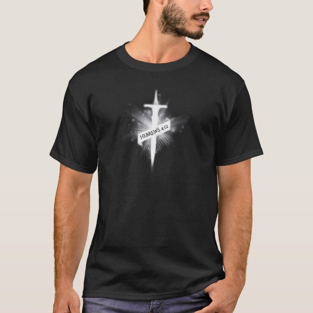 Hebrews 4:12 Cross Christian Scripture T-Shirt (Front)