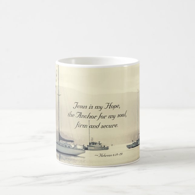 Hebrews 6:19 Jesus Anchor for my soul, Sailboats Coffee Mug (Center)