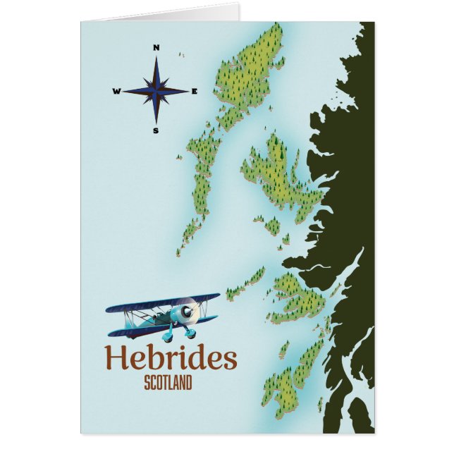 Hebrides Scotland travel map. (Front)