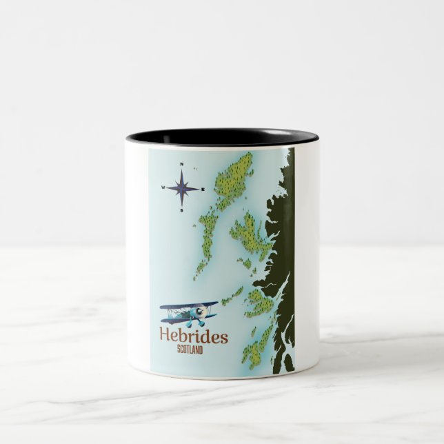 Hebrides Scotland travel map. Two-Tone Coffee Mug (Center)