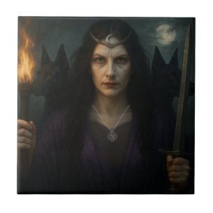 Hecate, Goddess of the Crossroads Ceramic Tile