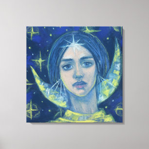 Hecate, Moon goddess, pastel painting, fantasy art Canvas Print