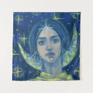 Hecate, Moon goddess, pastel painting, fantasy art Tapestry