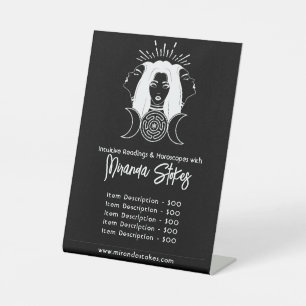 Hecate Moon Phases Black & White Price List Pedestal Sign