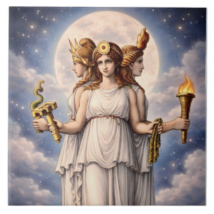Hecate Triple Goddess Celestial Moon Art – myth Ceramic Tile