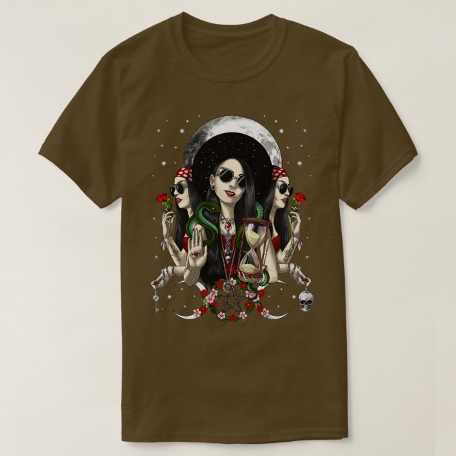 Hecate Triple Moon Goddess T-Shirt (Design Front)
