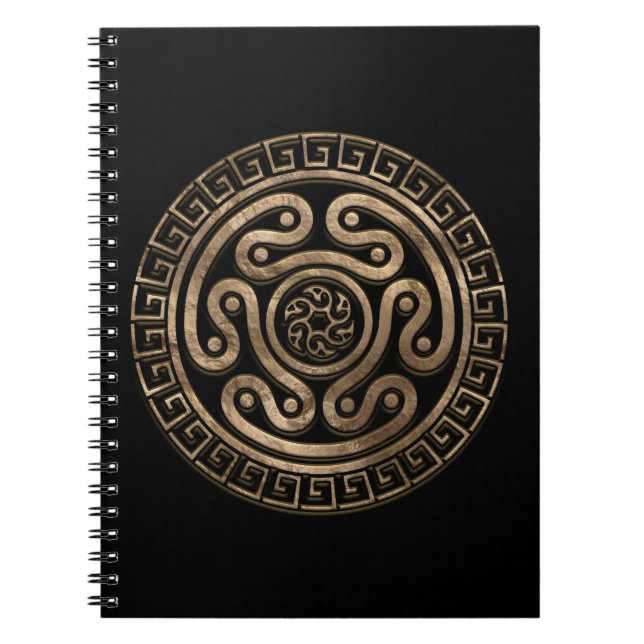 Hecate Wheel Black and Gold Notebook (Front)