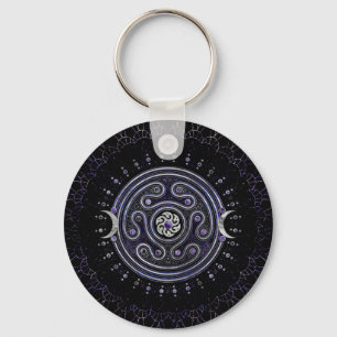 Hecate Wheel Ornament with Amethyst and Silver Key Ring