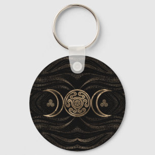 Hecate Wheel Triple Moon Key Ring