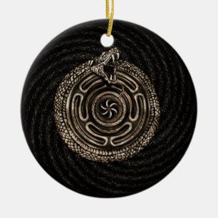 Hecate Wheel with ouroboros Ceramic Ornament