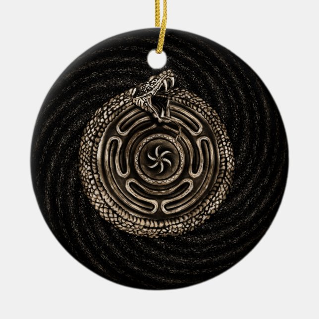Hecate Wheel with ouroboros Ceramic Ornament (Front)