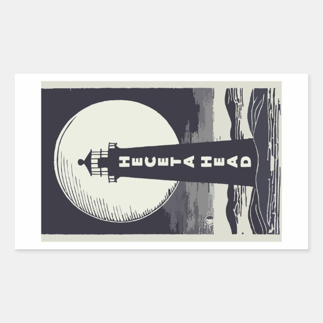 Heceta Head Lighthouse Oregon Moon Rectangular Sticker (Front)