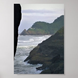 Heceta Head Lighthouse & Sea Lions, OR Poster