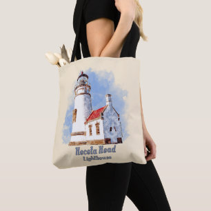 Heceta Head Lighthouse Watercolor - Oregon Tote Bag