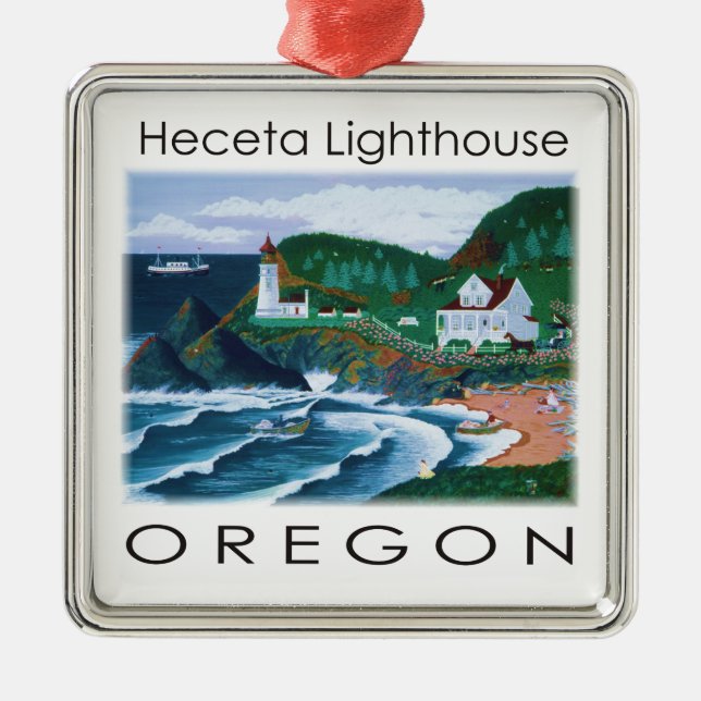 Heceta Lighthouse Metal Ornament (Front)