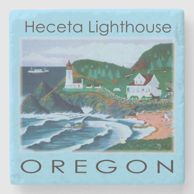 Heceta Lighthouse Stone Coaster (Front)