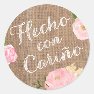Hecho con cariño Spanish sticker for homemade foo
