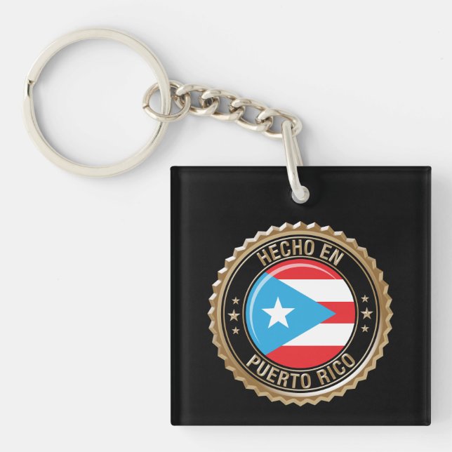 Hecho en Puerto Rico Gold Seal Key Ring (Front)