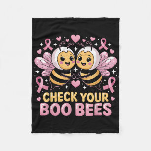 Heck Your Boo Bees Cute Breast Cancer Awareness De Fleece Blanket