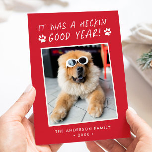 Heckin' Good Year Cute Dog Photo Holiday Card