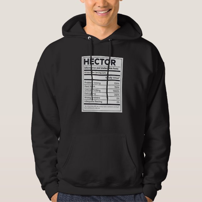 Hector Nutrition Information Problem Solving Hard  Hoodie (Front)