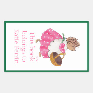 Heddy hedgehog bookplate rectangular sticker